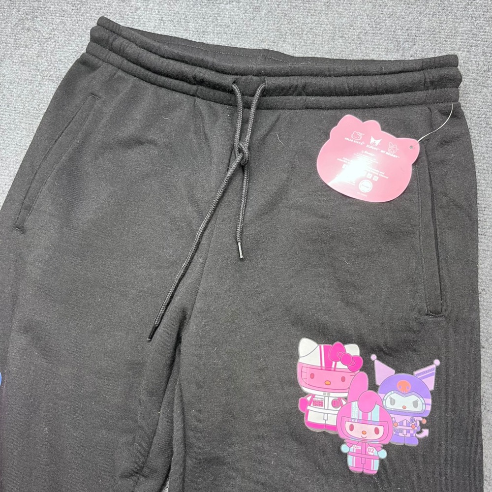 Sanrio Hello Kitty Friends Graphic Joggers Black Fleece Sweatpants